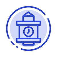 Train Time Station Blue Dotted Line Line Icon vector