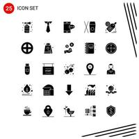 Solid Glyph Pack of 25 Universal Symbols of promotion target chatting seo food Editable Vector Design Elements