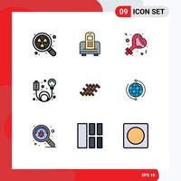 Editable Vector Line Pack of 9 Simple Filledline Flat Colors of repair energy gender element adapter Editable Vector Design Elements