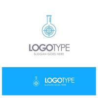 Chemical Flask Reaction Lab Target Blue outLine Logo with place for tagline vector