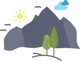 hill landscape nature mountain tree Flat Color Icon Vector