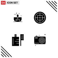 4 Creative Icons Modern Signs and Symbols of candle target lighter badge preparation Editable Vector Design Elements