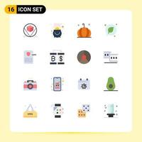 16 Universal Flat Color Signs Symbols of controller leaf pot green vegetable Editable Pack of Creative Vector Design Elements