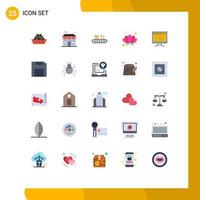 Universal Icon Symbols Group of 25 Modern Flat Colors of study computer box plant lotus Editable Vector Design Elements