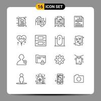 Modern Set of 16 Outlines and symbols such as report page money data transfer Editable Vector Design Elements