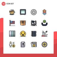 16 User Interface Flat Color Filled Line Pack of modern Signs and Symbols of flag plane open design ui Editable Creative Vector Design Elements