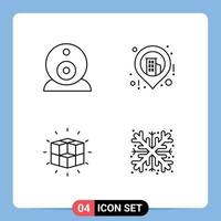 4 Thematic Vector Filledline Flat Colors and Editable Symbols of security solution business box christmas Editable Vector Design Elements