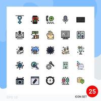 25 iconos creativos signos y símbolos modernos de interfaz de micrófono de noticias de micrófono de interfaz de usuario elementos de diseño de vector editables