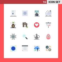 Modern Set of 16 Flat Colors and symbols such as tree growth living business shower Editable Pack of Creative Vector Design Elements