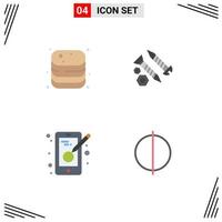 4 Universal Flat Icons Set for Web and Mobile Applications beef work food building design Editable Vector Design Elements