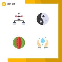 conjunto de 4 iconos planos vectoriales en la cuadrícula para que las mujeres de la aplicación desarrollen elementos de diseño vectorial editables de comida de salón vector