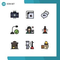 Set of 9 Modern UI Icons Symbols Signs for female gadget play devices computers Editable Vector Design Elements