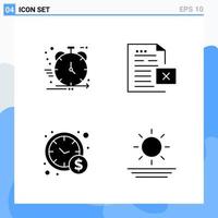 Modern 4 solid style icons Glyph Symbols for general use Creative Solid Icon Sign Isolated on White Background 4 Icons Pack Creative Black Icon vector background