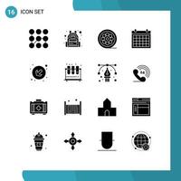 Set of 16 Modern UI Icons Symbols Signs for down date line contact us calendar Editable Vector Design Elements