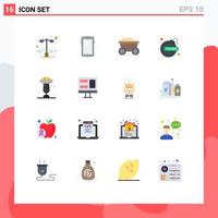 Set of 16 Modern UI Icons Symbols Signs for baking fiancca loan iphone debt bangladesh Editable Pack of Creative Vector Design Elements