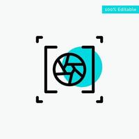 Camera Aperture Lens Photography turquoise highlight circle point Vector icon