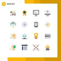 Mobile Interface Flat Color Set of 16 Pictograms of email communication height bell rocket Editable Pack of Creative Vector Design Elements