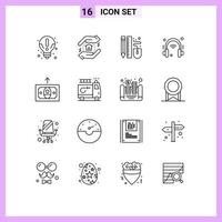 Pack of 16 creative Outlines of finance internet of things mouse internet headphone Editable Vector Design Elements