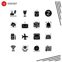 Universal Icon Symbols Group of 16 Modern Solid Glyphs of man account handbag currency zcash Editable Vector Design Elements