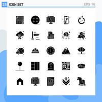 Group of 25 Solid Glyphs Signs and Symbols for power camping communications map mobile Editable Vector Design Elements