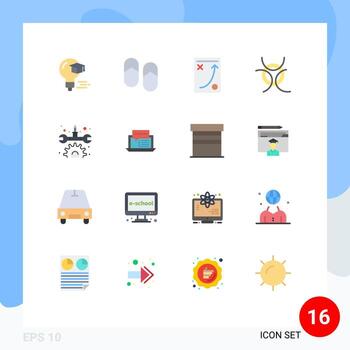 Editable Vector Line Pack of 16 Simple Flat Colors of maintenance space diagram science tactic Editable Pack of Creative Vector Design Elements