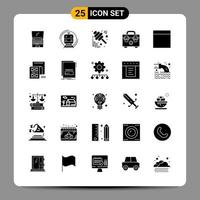 25 Black Icon Pack Glyph Symbols Signs for Responsive designs on white background 25 Icons Set Creative Black Icon vector background