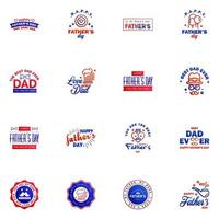 Happy fathers day 16 Blue and red Lettering happy fathers day Editable Vector Design Elements