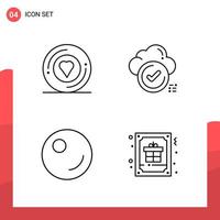 Pack of 4 Universal Outline Icons for Print Media on White Background Creative Black Icon vector background