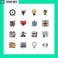 Set of 16 Modern UI Icons Symbols Signs for shopping full innovation cart tree Editable Creative Vector Design Elements