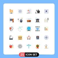 User Interface Pack of 25 Basic Flat Colors of power electricity bar wheel transport Editable Vector Design Elements