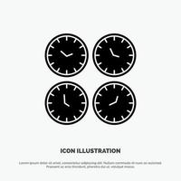 Clock Business Clocks Office Clocks Time Zone Wall Clocks World Time solid Glyph Icon vector