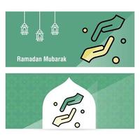 Ramadan Kareem concept banner with islamic  patterns vector