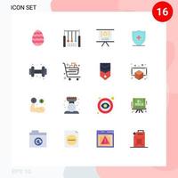 Modern Set of 16 Flat Colors Pictograph of dum shield rings board hospital Editable Pack of Creative Vector Design Elements