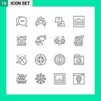 paquete de iconos de vector de stock de 16 signos y símbolos de línea para elementos de diseño de vector editables de cuadrícula de enlaces de trabajo emergente de bebé