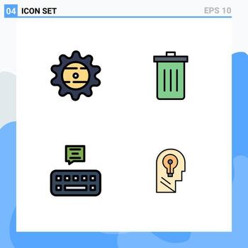 Stock Vector Icon Pack of 4 Line Signs and Symbols for bottle keyboard food delete mail Editable Vector Design Elements