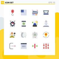 Group of 16 Modern Flat Colors Set for complete chart virtual seo setting Editable Pack of Creative Vector Design Elements