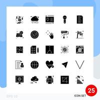 25 User Interface Solid Glyph Pack of modern Signs and Symbols of html technology holiday products electronics Editable Vector Design Elements