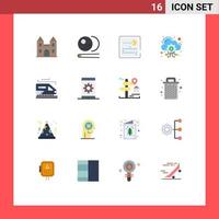 Universal Icon Symbols Group of 16 Modern Flat Colors of transport services competition hosting server cloud Editable Pack of Creative Vector Design Elements