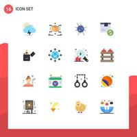 Flat Color Pack of 16 Universal Symbols of lighter shipping bacteria service delivery Editable Pack of Creative Vector Design Elements