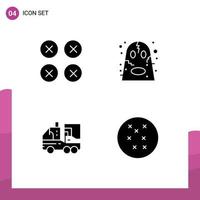 Modern Set of 4 Solid Glyphs and symbols such as abstract artificial ui ghost digital Editable Vector Design Elements