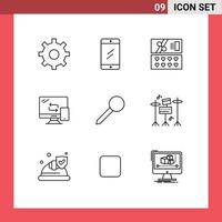 User Interface Pack of 9 Basic Outlines of mark pin cosmetic map networking Editable Vector Design Elements