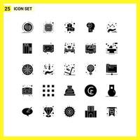 conjunto moderno de 25 glifos y símbolos sólidos, como cabeza de conocimiento, juego de flecha inteligente, elementos de diseño vectorial editables vector
