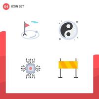 4 User Interface Flat Icon Pack of modern Signs and Symbols of flag cpu ball ball processor Editable Vector Design Elements