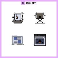 paquete de iconos de vector de stock de 4 signos y símbolos de línea para elementos de diseño de vector editables de Internet de contenido de silla de página de taza