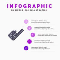 medir cinta métrica herramienta icono sólido infografía 5 pasos presentación antecedentes vector