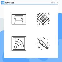 Modern 4 Line style icons Outline Symbols for general use Creative Line Icon Sign Isolated on White Background 4 Icons Pack Creative Black Icon vector background