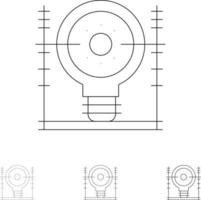 definir el conjunto de iconos de línea negra en negrita y delgada de energía de generación de ingeniería energética vector