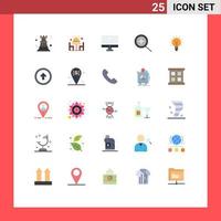 Pack of 25 creative Flat Colors of bulb zoom plate in imac Editable Vector Design Elements