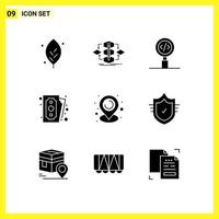 Pack of 9 creative Solid Glyphs of shopping money process cash programming Editable Vector Design Elements