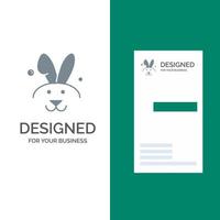 Bunny Easter Rabbit Grey Logo Design and Business Card Template vector